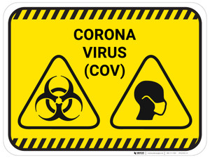 Corona Virus COV with Icons - Yellow - Floor Sign