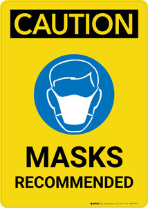 Caution: Masks Recommended with Icon Portrait - Wall Sign