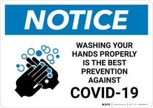 Notice: Washing Your Hands Properly Landscape - Wall Sign