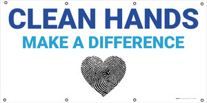 Clean Hands Make A Difference - Fingerprint Heart - Banner Clean Hands Make A Difference - Fingerprint Heart - Banner