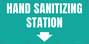 Hand Sanitizing Station with Arrow/Green - Banner
