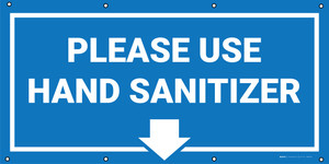 Please Use Hand Sanitizer with Arrow/Blue - Banner