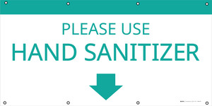 Please Use Hand Sanitizer with Arrow - White/Green - Banner