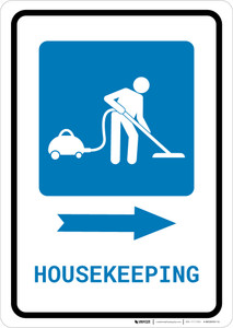 Housekeeping Right Arrow with Icon Portrait - Wall Sign