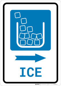 Ice Right Arrow with Icon Portrait - Wall Sign