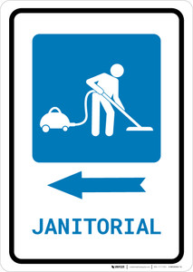 Janitorial Left Arrow with Icon Portrait - Wall Sign