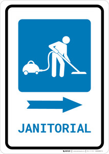 Janitorial Right Arrow with Icon Portrait - Wall Sign