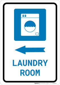 Laundry Room Left Arrow with Icon Portrait - Wall Sign