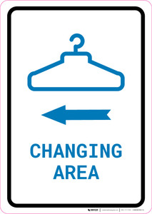 Changing Area Left Arrow with Icon Portrait v2 - Wall Sign