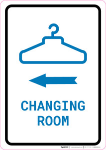 Changing Room Left Arrow with Icon Portrait v2 - Wall Sign