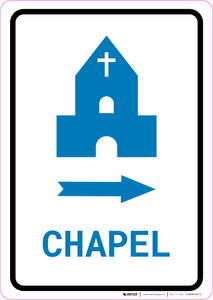 Chapel Right Arrow with Icon Portrait v2 - Wall Sign