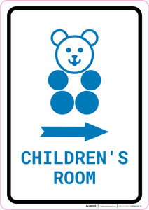Children's Room Right Arrow with Icon Portrait v2 - Wall Sign