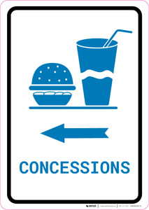 Concessions Left Arrow with Icon Portrait v2 - Wall Sign