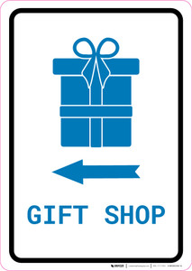 Gift Shop Left Arrow with Icon Portrait v2 - Wall Sign