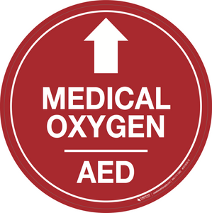 Medical Oxygen/AED (Arrow Up) - Floor Signs