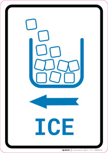Ice Left Arrow with Icon Portrait v2 - Wall Sign