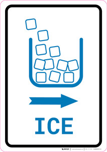Ice Right Arrow with Icon Portrait v2 - Wall Sign