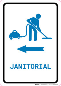 Janitorial Left Arrow with Icon Portrait v2 - Wall Sign