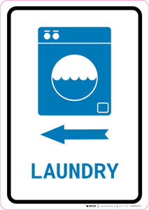 Laundry Left Arrow with Icon Portrait v2 - Wall Sign