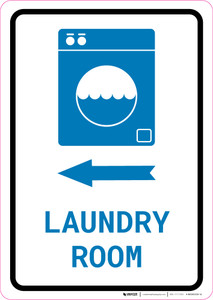 Laundry Room Left Arrow with Icon Portrait v2 - Wall Sign