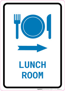 Lunch Room Right Arrow with Icon Portrait v2 - Wall Sign