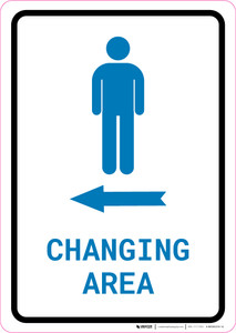 Mens Changing Area Left Arrow with Icon Portrait v2 - Wall Sign