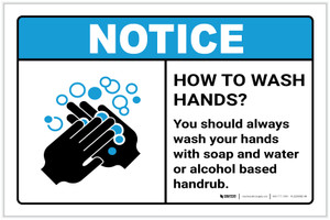 Notice: Always Wash Your Hands ANSI Landscape - Label