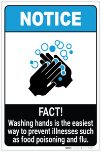 Notice: FACT Washing Hands Prevents Illnesses ANSI Portrait - Label