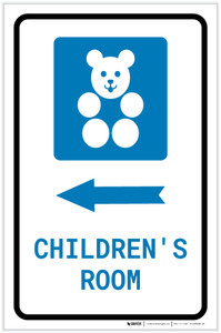 Children's Room Left Arrow with Icon Portrait - Label