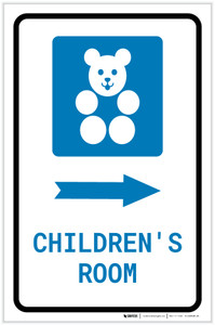 Children's Room Right Arrow with Icon Portrait - Label
