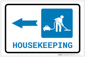 Housekeeping Left Arrow with Icon Landscape - Label