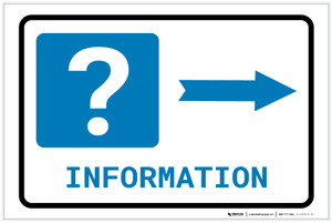 Information Right Arrow with Question Mark Landscape - Label