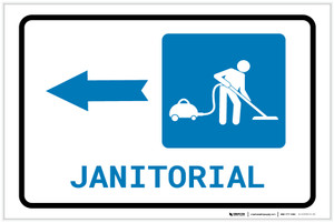 Janitorial Left Arrow with Icon Landscape - Label
