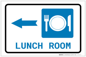 Lunch Room Left Arrow with Icon Landscape - Label