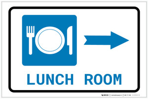 Lunch Room Right Arrow with Icon Landscape - Label