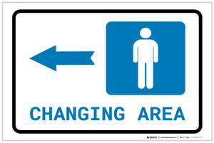Mens Changing Area Left Arrow with Icon Landscape - Label
