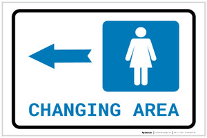 Womens Changing Area Left Arrow with Icon Landscape - Label