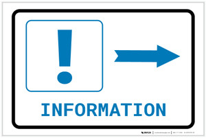 Information Right Arrow with Exclamation Mark Landscape v2 - Label