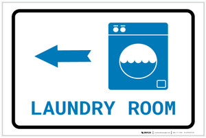 Laundry Room Left Arrow with Icon Landscape v2 - Label