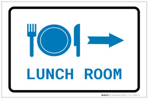Lunch Room Right Arrow with Icon Landscape v2 - Label