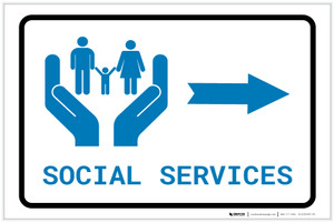 Social Services Right Arrow with Icon Landscape v2 - Label