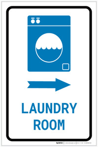 Laundry Room Right Arrow with Icon Portrait v2 - Label
