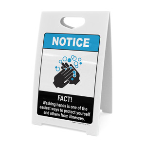 Notice: Hand Washing Protects from Illness ANSI Portrait - A-Frame Sign