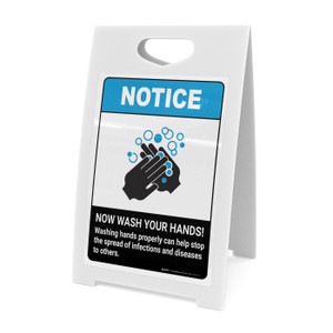 Notice: Washing Hands Properly Stop the Spread ANSI Portrait - A-Frame Sign