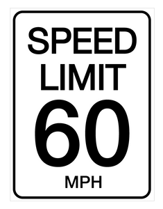 Speed Limit 60 mph - Wall Sign