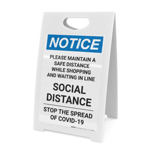 Notice: Please Maintain a Safe Social Distance ANSI Portrait - A-Frame Sign