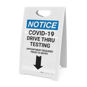 Notice: COVID-19 Drive Thru Testing Down Arrow Portrait - A-Frame Sign Notice: COVID-19 Drive Thru Testing Down Arrow Portrait - A-Frame Sign