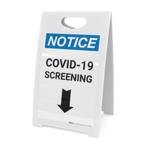 Notice: COVID-19 Screening Down Arrow Portrait - A-Frame Sign