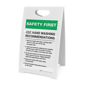Safety First: CDC Hand Washing Recommendations Portrait - A-Frame Sign