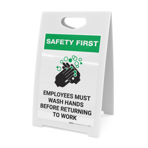 Safety First: Employees Must Wash Hands Portrait - A-Frame Sign